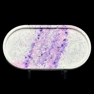 White and Purple Eco Resin Vanity Tray | Jewelry Tray | Trinket Tray